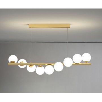 Lustră LED Modernă, 80cm, cu Bile de Sticlă, Model DM332-9 Auriu – Iluminat Suspendat Elegant pentru Tavanul Tău