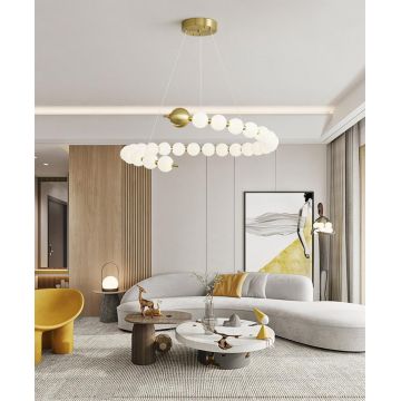 Lustră LED Modernă Rafinată cu Globuri și Accente Aurii, DM788-15 S – Iluminat Elegant și Performanță pentru Orice Cameră