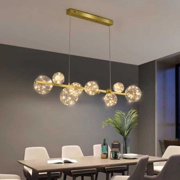 Lustră LED Premium Auriu, 70W cu 8 Globuri Transparent – Iluminare Excepțională și Design Modern DM-DX6603/8 GD