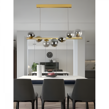 Lustră LED Premium Gold Modernă Nordică cu 7 Bile Fumurii, Model DM-DX220-7 – Iluminat Elegant pentru Amenajări Moderne