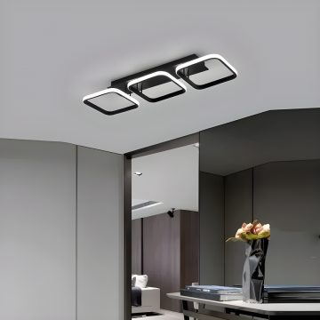 Lustră LED Premium, Stil Geometric Contemporan, Negru, DM1310-3BK – Eleganță și Armonie în Fiecare Detaliu