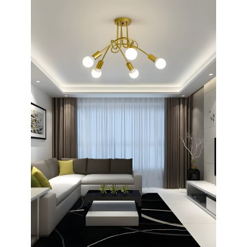 Lustră Luxoasă Aurie cu Design Abstract și 5 Surse de Iluminare, DM9948/6 – Glamour și Funcționalitate în Fiecare Detaliu
