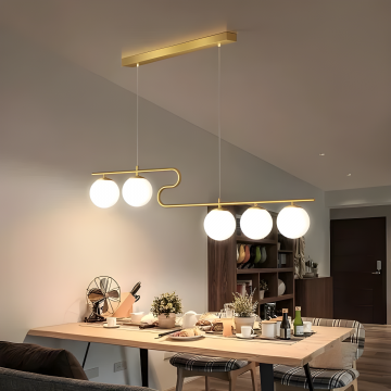 Lustră Modernă cu Design Minimalist, 5 Globuri LED, Auriu, DM5505/5 – Stil Sofisticat pentru Iluminare Premium