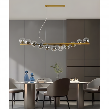 Lustră Modernă de lux - Gold  Nordică cu 11 Bile Fumurii, Model DM-DX220-11 – Iluminat Elegant pentru Spații Contemporane