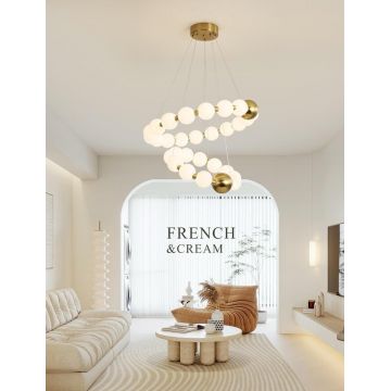 Lustră Modernă Elegantă cu Globuri LED și Detalii Aurii, DM788-20+15 – Design Contemporan și Iluminat Distins pentru Orice Cameră