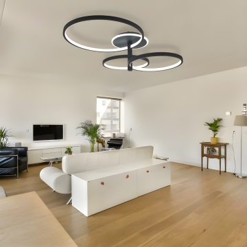 Lustră Modernă LED cu 4 Surse de Iluminare Circulare, DM60017-3, Negru – Sophisticare și Eleganță pentru Orice Decor