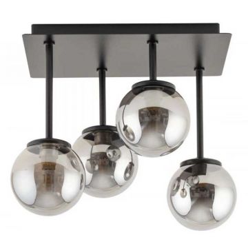 Lustră Modernă Neagră cu 4 Globuri de Sticlă, Design Elegant – Iluminare Sofisticată și Stil Contemporan DM-6656/4