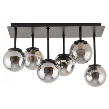Lustră Modernă Neagră cu 6 Globuri de Sticlă, Design Elegant – Iluminare Sofisticată și Rafinată DM-6656/6
