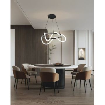 Lustră Pendul, 60cm, Design Modern Ondulat cu LED și Control al Temperaturii de Culoare, Model DM-RF60RD-600 – Iluminat Distins și Versatil pentru Liv