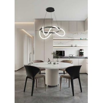 Lustră Pendul, 80cm, Design Modern Ondulat cu LED și Control de Temperatură al Culorii, Model DM-RF80RD-800 – Iluminat Elegant și Personalizat pentru