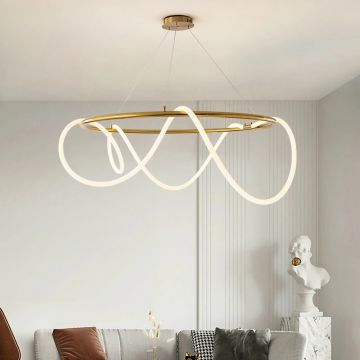 Lustră Pendul LED, 60cm, Design Ondulat Modern și Control de Temperatură al Culoarei, Model DM60040-600 – Iluminat Elegant și Adaptabil pentru Tavan