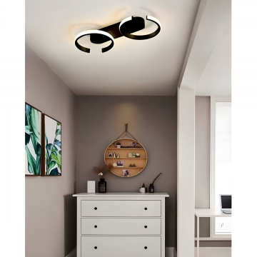 Lustră Premium Neagra DM-G4098/2 BK, 47CM – Telecomandă wifi 2.4G cu 3 Opțiuni de Lumină și Intensitate Ajustabilă