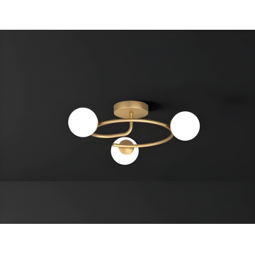 Lustră Suspendată de Lux, Auriu cu 3 Globuri, Design Cu Bile Strălucitor, Model DM6655-3