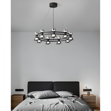 Lustră Suspendată Modernă cu 9 Surse de Iluminat – 54W și Lumină Neutru pentru Spații Elegante, Model D63cm