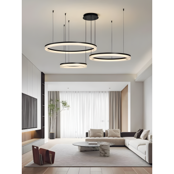 Lustră Suspendată Neagră cu Design Modern și Funcție Reglabilă – Eleganță și Versatilitate, Model DM-G4008-40+60+80