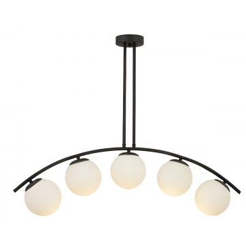 Lustră Suspendată Premium, Neagră Elegantă cu 5 Globuri, Design Modern, Model DM6639-5
