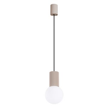 Lustră taupe cu abajur din sticlă ø 12 cm Orbital – Nice Lamps