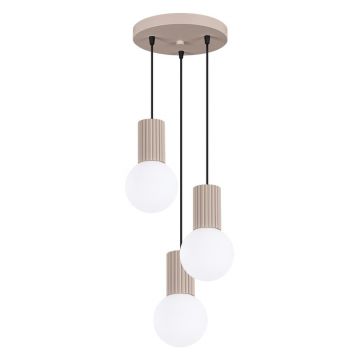 Lustră taupe cu abajur din sticlă ø 25 cm Orbital – Nice Lamps