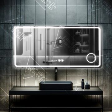 Oglindă LED Premium Touch, 90x75 cm, cu Sistem Dezaburire și Lupa Cosmetică, Model D010/90x75 - Design Modern și Funcționalitate Perfectă