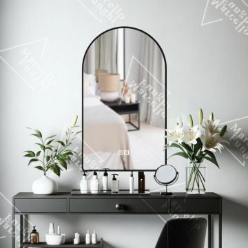 Oglindă LED Touch Elegantă, 60x80 cm, cu Sistem Dezaburire și Rama Neagră, Model K007 - Rafinament și Claritate în Baia Ta