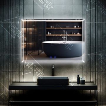 Oglindă LED Touch Elegantă, 80x60 cm, Model K015 - Design Modern și Claritate Impecabilă pentru Baia Ta