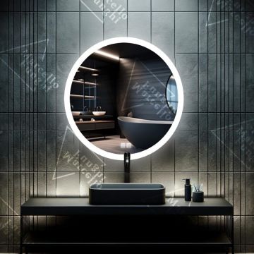 Oglindă LED Touch Modernă, 70x70 cm, cu Sistem Dezaburire, Model D029 - Stil Distins și Funcționalitate în Baie