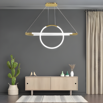 Pendul de Lux Auriu cu Design Artistic și Iluminare LED, Model DM80007 – Rafinament și Stil în Fiecare Detaliu