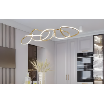 Pendul de Lux Auriu, Cu Telecomandă, 3 Tipuri de Lumină, Înălțime Reglabilă, 119W, Model DM9119/5
