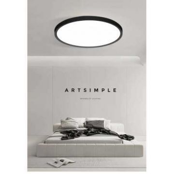 Plafoniera LED IP44 60W Ultra Slim Grosime 2.1cm D50cm 6500K 6000lm DMDS01-500MM-60W Negru