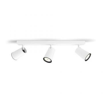 Spot LED luminos Philips myLiving Paisley, 3xGU10, 5.5W, 230V, IP20, culoare alb, material metal, forma dreptunghi