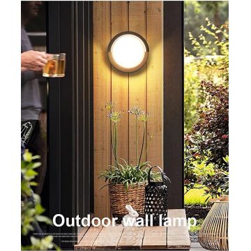 Aplica LED Elegantă de Exterior, Negru – Design Circular și Iluminare Eficientă pentru Spații Exterioare de Lux