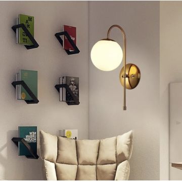 Aplica LED Luxoasă DM2126 Alb/Gold – Design Modern cu Abajur Sferic pentru Spații Stilate