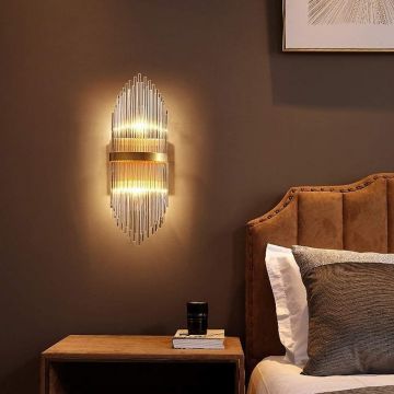 Aplica LED Model DM8817/2W, Textura Cristal, 3 Tipuri De Lumina, 24W, Auriu
