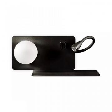 Aplica LED moderna cu reader LED cu port USB BOOK-2 AP2 NERO 174846