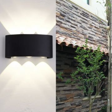 Aplica LED Premium de Exterior, Negru – Model Ondulat și Iluminare Modernă pentru Grădini și Terase