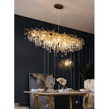 Candelabru Artistic, 160x60cm, Cristale și Structură Aurie, DM Luxury Dining 1600 – Eleganță și Rafinament pentru Interioare de Lux