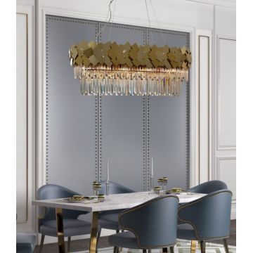 Candelabru Auriu cu Cristale, Design Opulent, 17-80x30cm – Un Accent de Lux pentru Spații Rafinate
