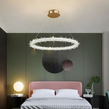 Candelabru de Lux Auriu, 400x100cm, cu Cristale și Detalii Aurii, DM3330/400 – Iluminare Elegantă pentru Livinguri și Saloane de Lux
