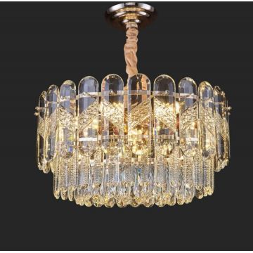 Candelabru de lux cu cristale DM2039/400 – Design auriu elegant, perfect pentru living sau dining rafinat