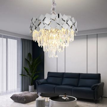 Candelabru de Lux din Cristal, Argintiu, DM 17-40cm – Accesoriul Perfect pentru Atmosfere Impresionante