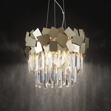 Candelabru de Lux din Cristal, Gold, DM 17-40cm – Eleganță Aurie și Strălucire pentru Spații Rafinate