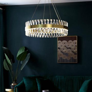 Candelabru de Lux, DM8832/400, 50W, Textură Cristal și Detalii Aurii – Perfect pentru Decorul Dormitorului Modern