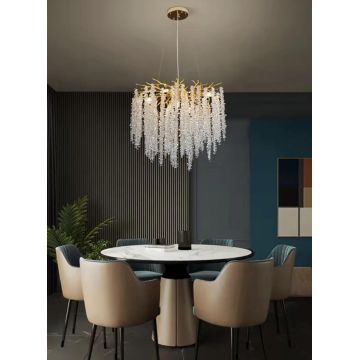 Candelabru LED, 60cm, cu Detalii Aurii și Cristale, DM Luxury 600 – Accesoriu Luxos pentru Living, Dormitor sau Birou