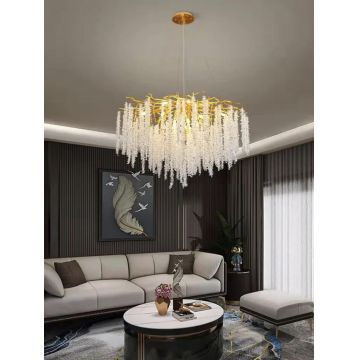 Candelabru LED, 80cm, cu Detalii Aurii și Cristale, DM Luxury 800 – Accesoriu Luxos pentru Living, Dormitor sau Birou