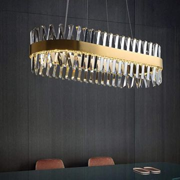 Candelabru LED de Lux, Model DM8832/750*300, Textură Cristal și Metal, 100W, Auriu – Iluminare Elegantă pentru Livinguri și Camere de Lux