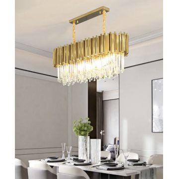 Candelabru Luxos Auriu cu Cristale – Ideal pentru Sufragerii Stilate și Atmosfere Sofisticate