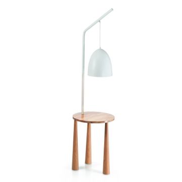 Lampadar cu suport din lemn, masuta cu 3 picioare PIANO PT1 BIANCO 138282