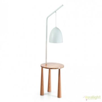 Lampadar cu suport din lemn, masuta cu 3 picioare PIANO PT1 BIANCO 138282