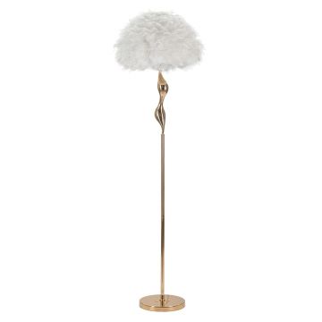 Lampadar Slim, Mauro Ferretti, 1 x E27, 40W, 50x165 cm, fier/textil, auriu/alb
