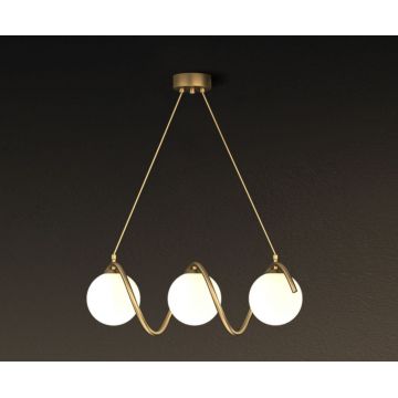 Lustră Aurie DM165,3 cu Accente Albe – Reglabilă, Stil Modern și Iluminare Plăcută pentru Oricare Camere